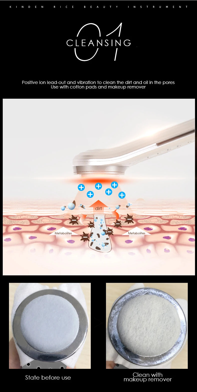 1 Dispositivo con 5 Tecnologías para el Cuidado de la Piel: Iones de Plomo, Luz LED, Microcorriente EMS, Radiofrecuencia RF y Limpieza Sónica.