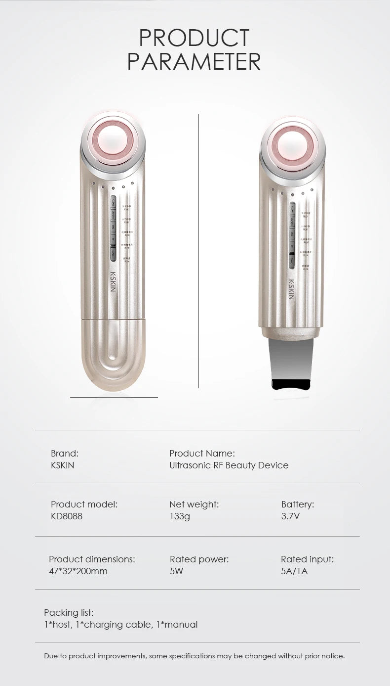 1 Dispositivo con 5 Tecnologías para el Cuidado de la Piel: Iones de Plomo, Luz LED, Microcorriente EMS, Radiofrecuencia RF y Limpieza Sónica.