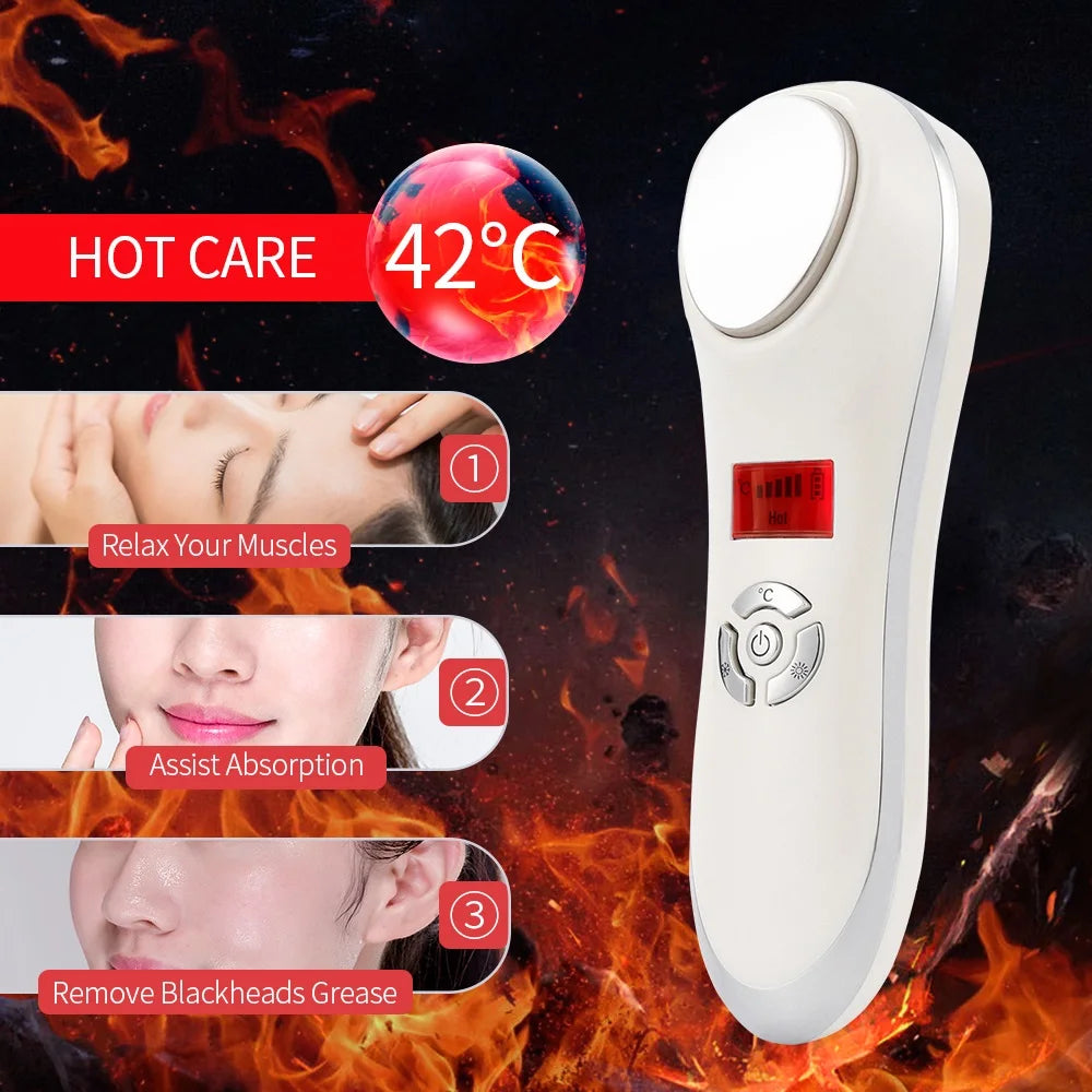 Hot and Cold Vibration Facial Massager. Cryotherapy for skin care