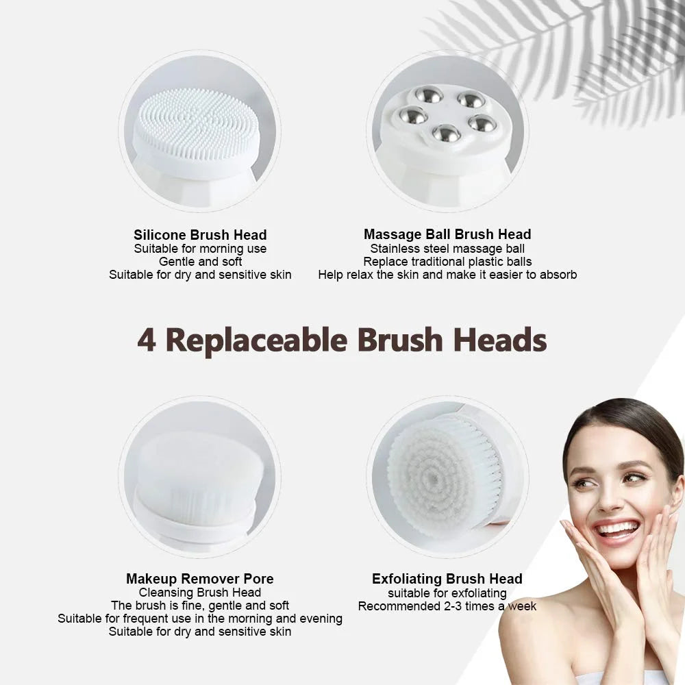 4 in 1 360° Rotating Facial Cleanser. Blackhead, Acne, Deep Pore Remover for Skin Care