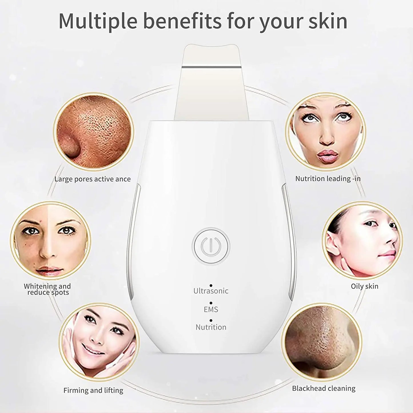 Ultrasonic Facial Spatula. Cavitation Cleansing, Peeling, Lifting