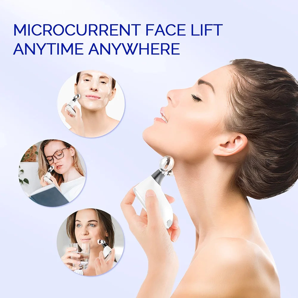 EMS Microcurrent Facial Massage Roller. Vibration and Face Lifting