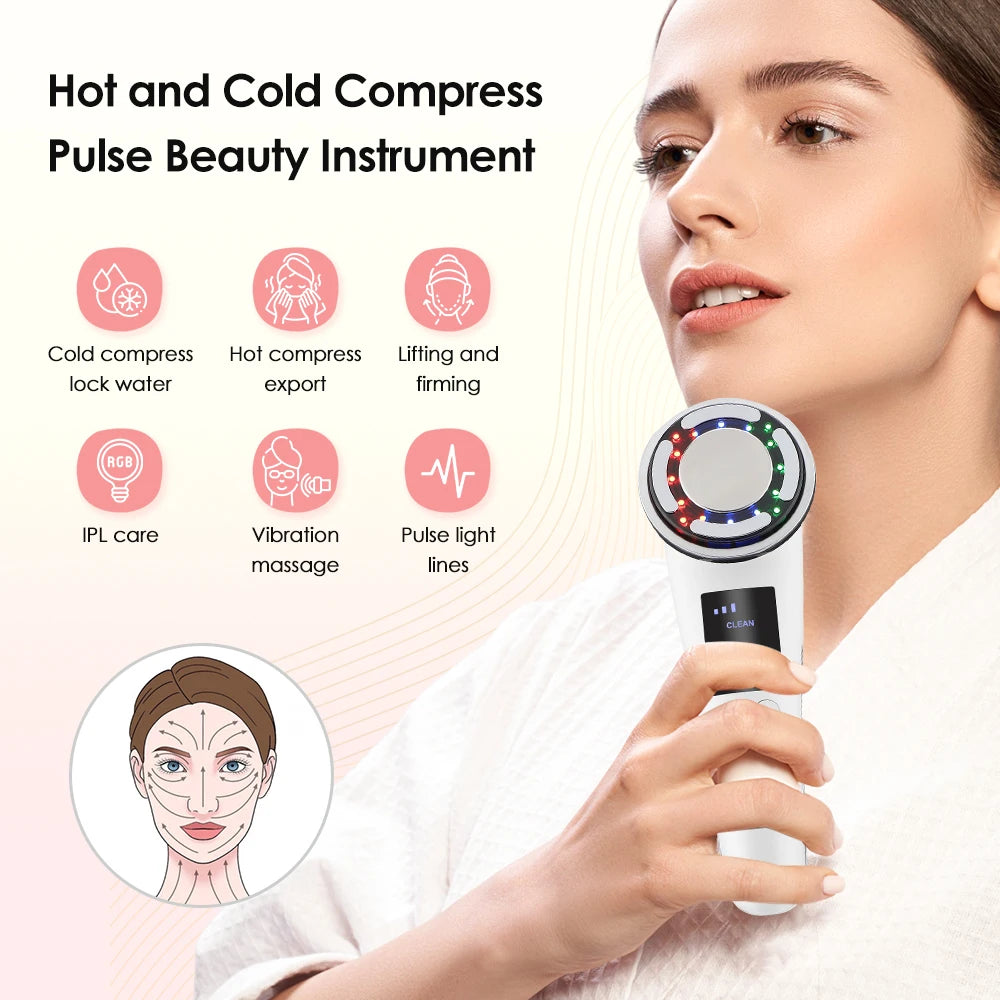 EMS Facial Lifting, IPL LED Light. Hot/Cold Anti-Aging & Tightening