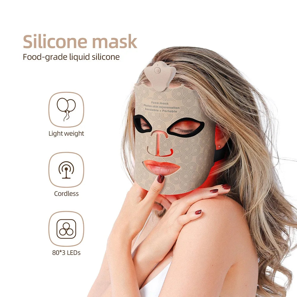 3D Silicone Facial Mask with 7 Color LED Photons