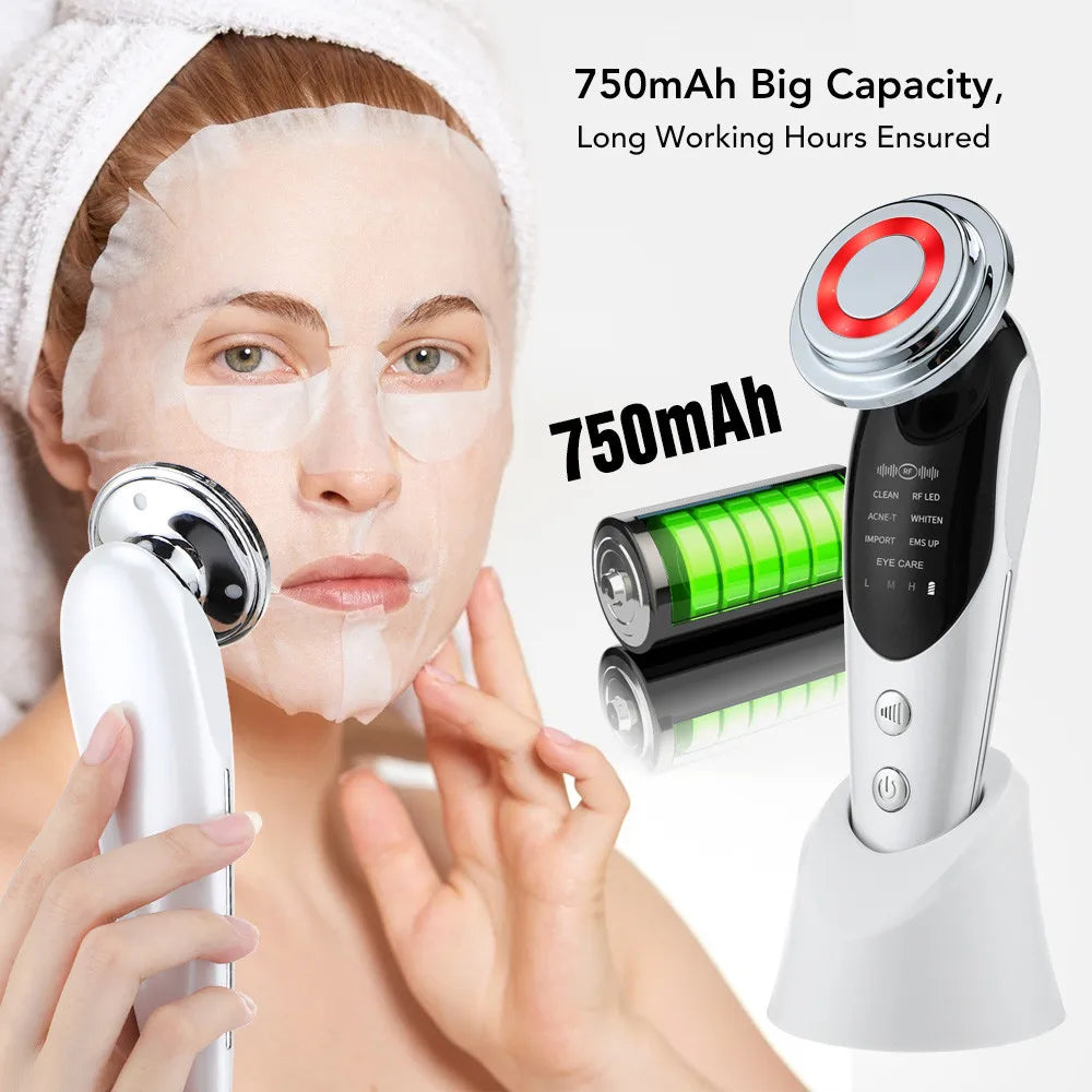 Dispositivo de Estiramiento Facial 7 en 1. Luz LED y Microcorriente EMS.