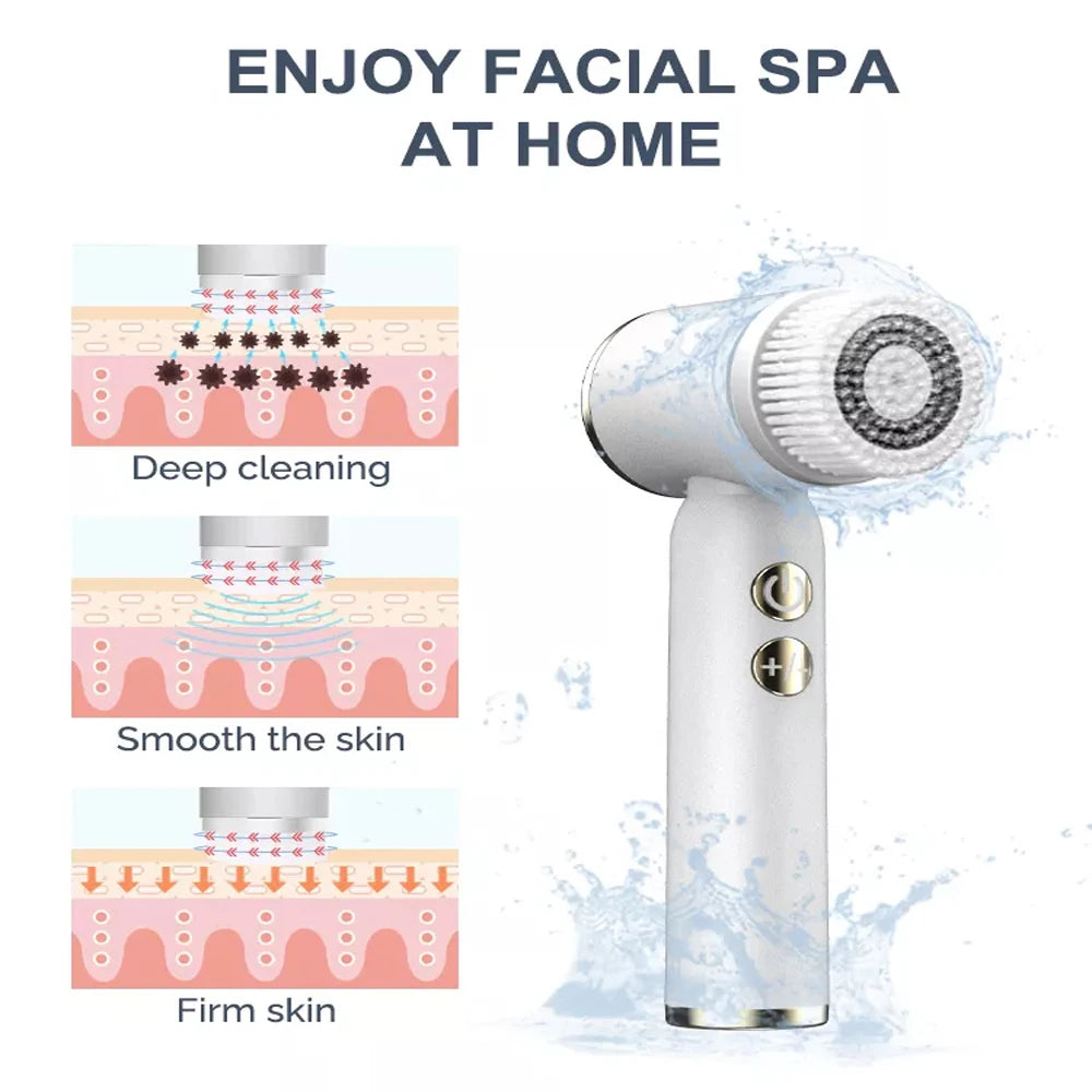 6 in 1 Electric Sonic Facial Cleansing Brush with LCD Display