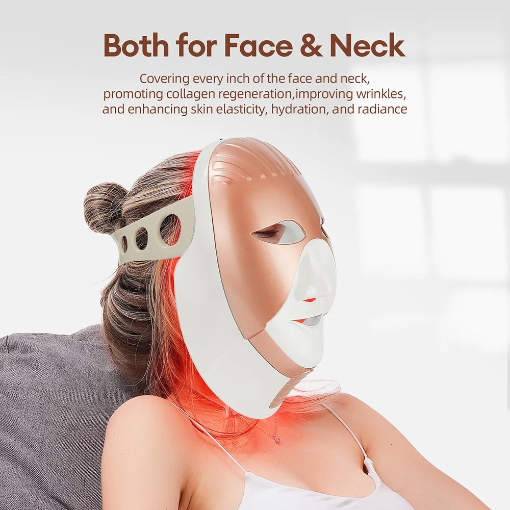 7 Colors Wireless LED Mask for Face and Neck. Skin Rejuvenation and Repair