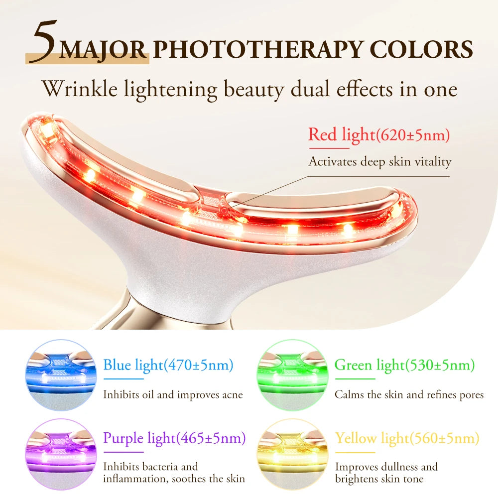 5 Color Warm Photon Facial Massager & Anti-Aging Device, EMS, 24K Gold