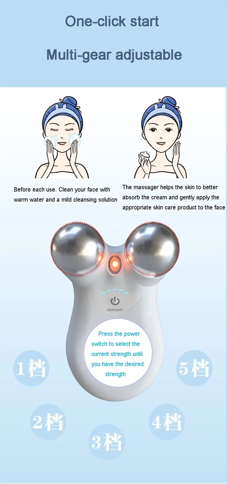 3D Microcurrent Facial Massager. Anti-wrinkle, Firming and Skin Rejuvenation