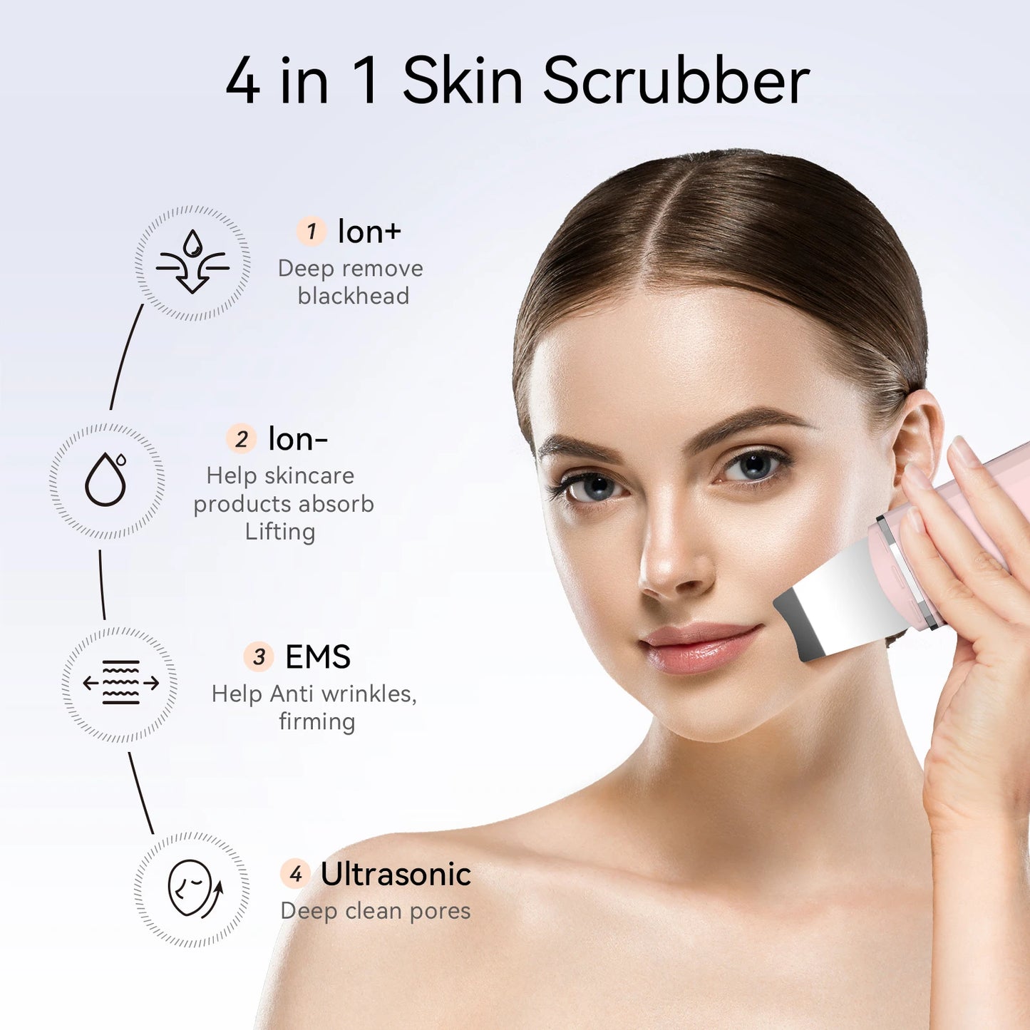 Ultrasonic Facial Scrubber. EMS Lifting, Peeling.