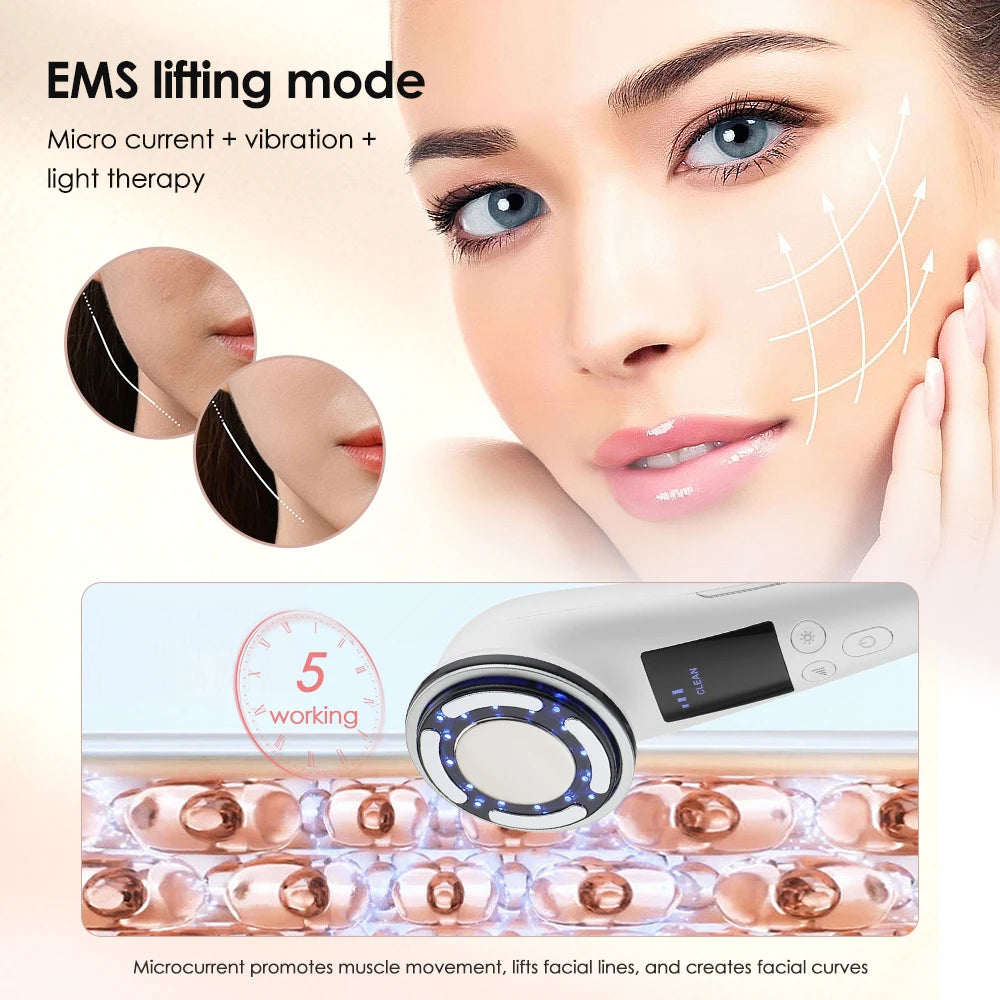 EMS Facial Lifting, IPL LED Light. Hot/Cold Anti-Aging & Tightening