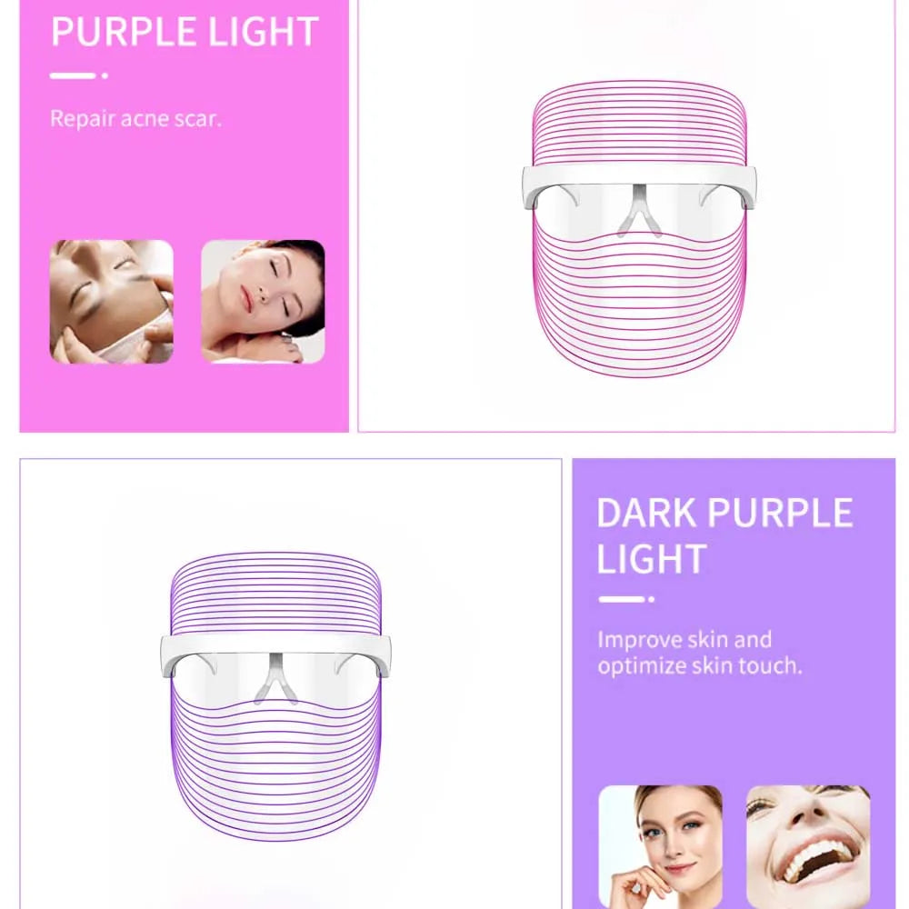 Rechargeable LED Mask for Skin Care with 7 Color Light Therapy