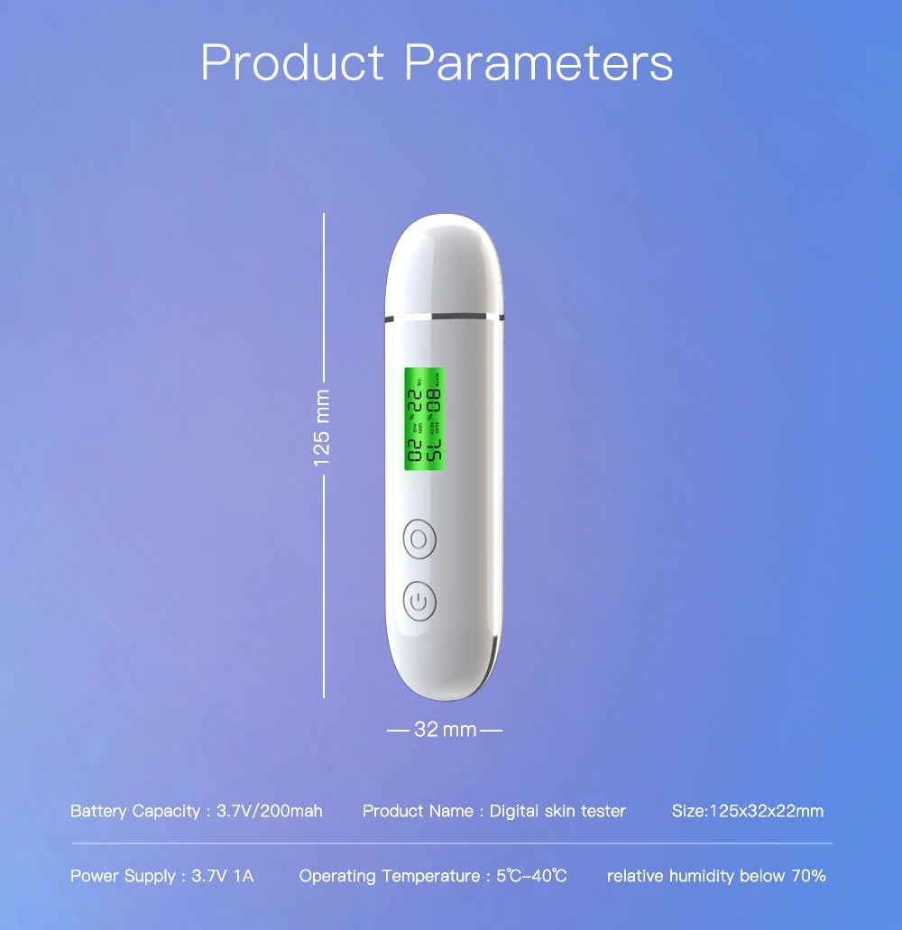 Skin Analyzer Detector. Portable Digital Water Oil Moisture.