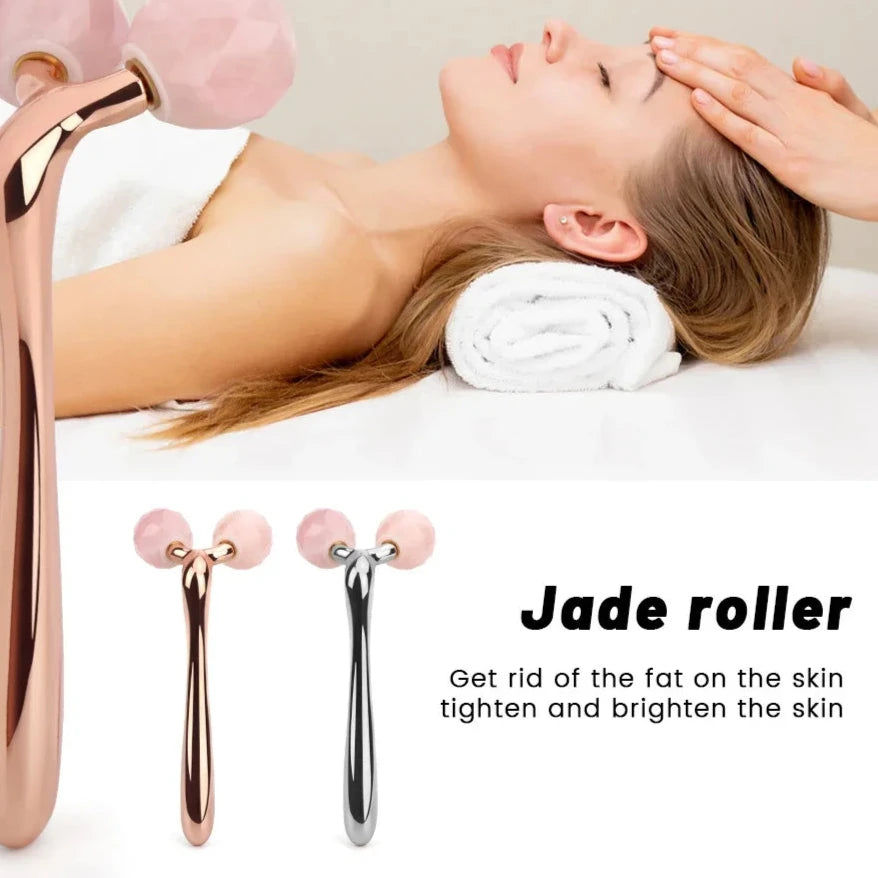 3D Face Massage Roller Rose Quartz Face Lift Wrinkle