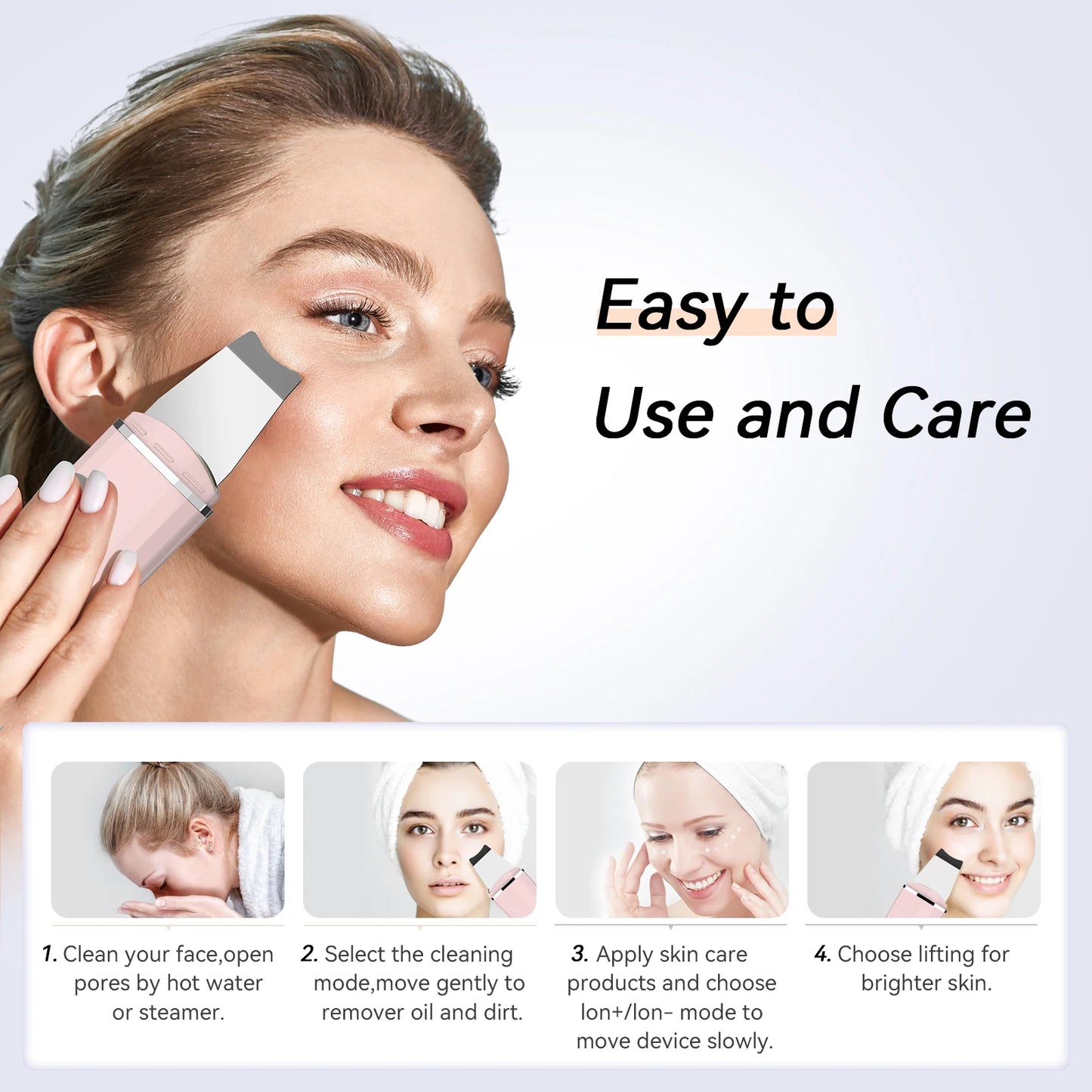 Ultrasonic Facial Scrubber. EMS Lifting, Peeling.