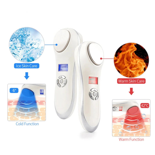 Hot and Cold Vibration Facial Massager. Cryotherapy for skin care