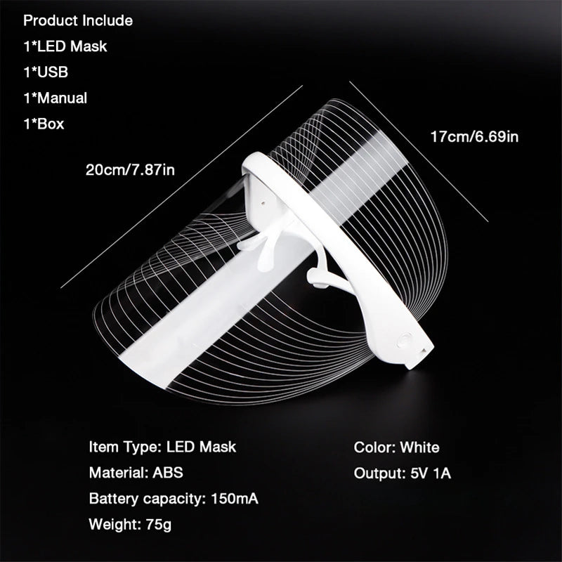 Rechargeable LED Mask for Skin Care with 7 Color Light Therapy