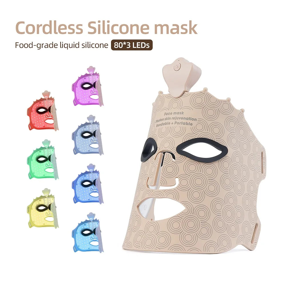 3D Silicone Facial Mask with 7 Color LED Photons