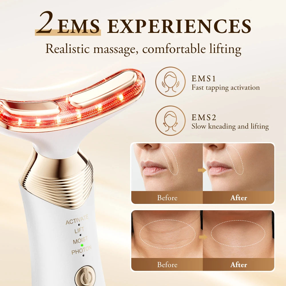 5 Color Warm Photon Facial Massager & Anti-Aging Device, EMS, 24K Gold