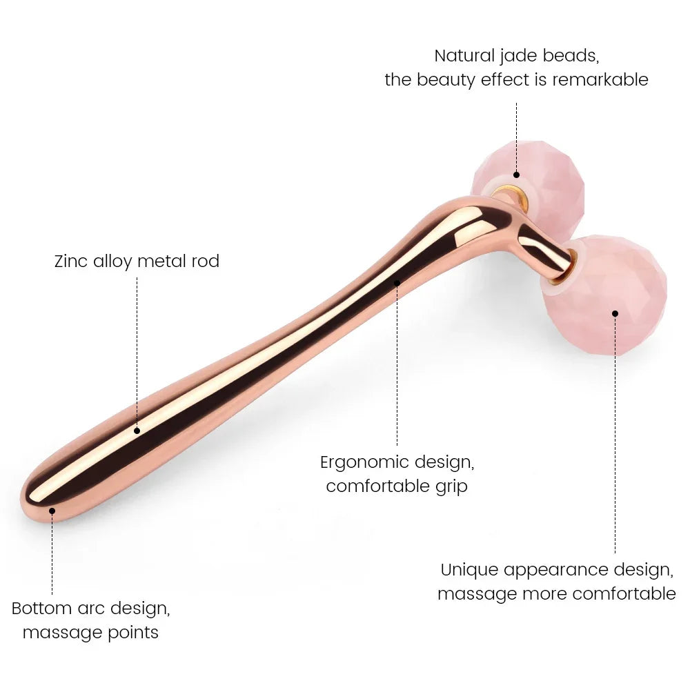 3D Face Massage Roller Rose Quartz Face Lift Wrinkle